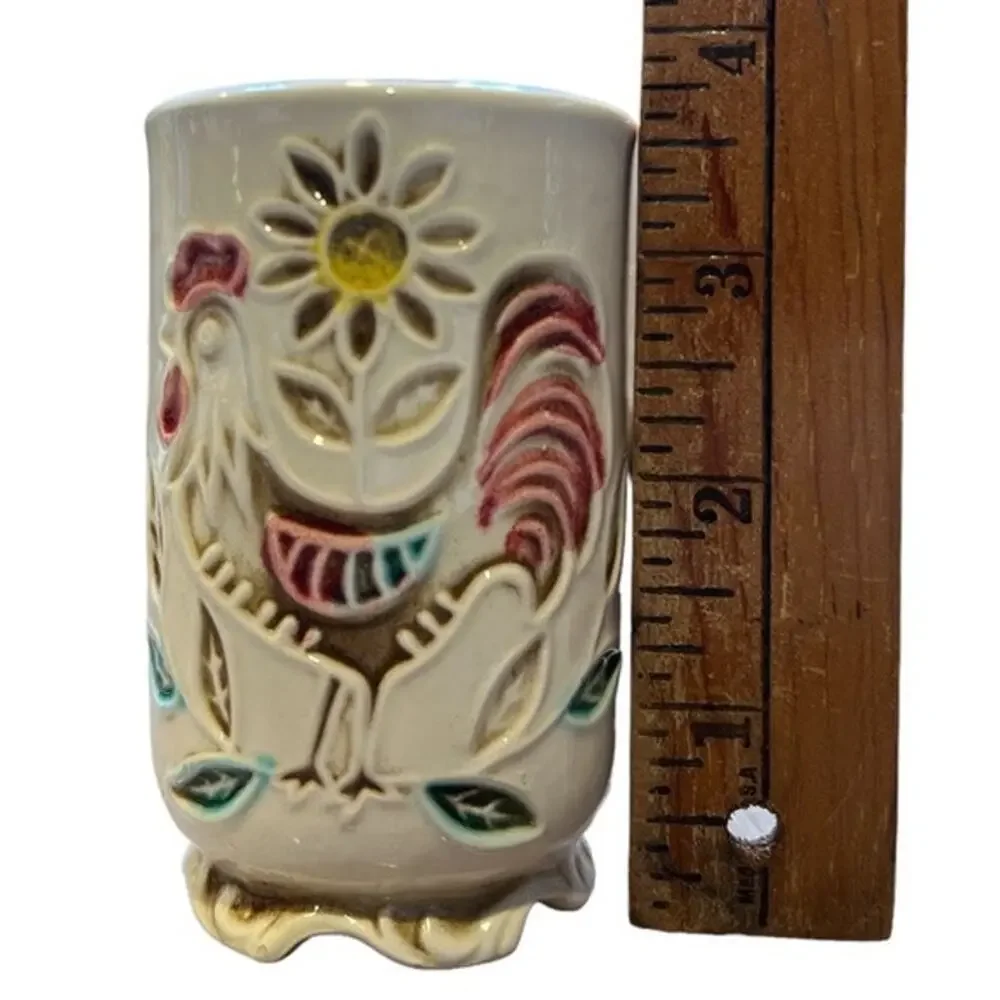 Retro Napcoware Rooster Vase Makeup Brush Pen Toothbrush Holder Shabby Chic Cute